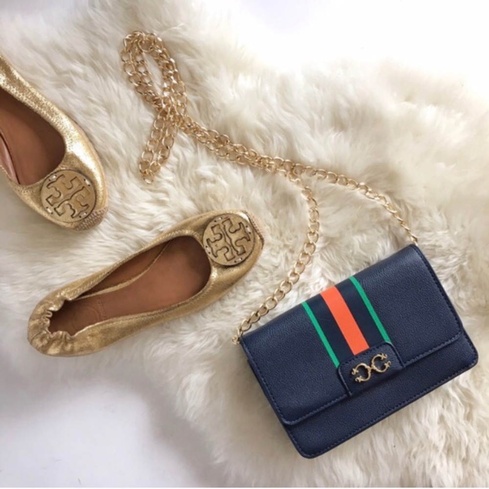 C Wonder Navy Striped Convertible Crossbody/Clutch